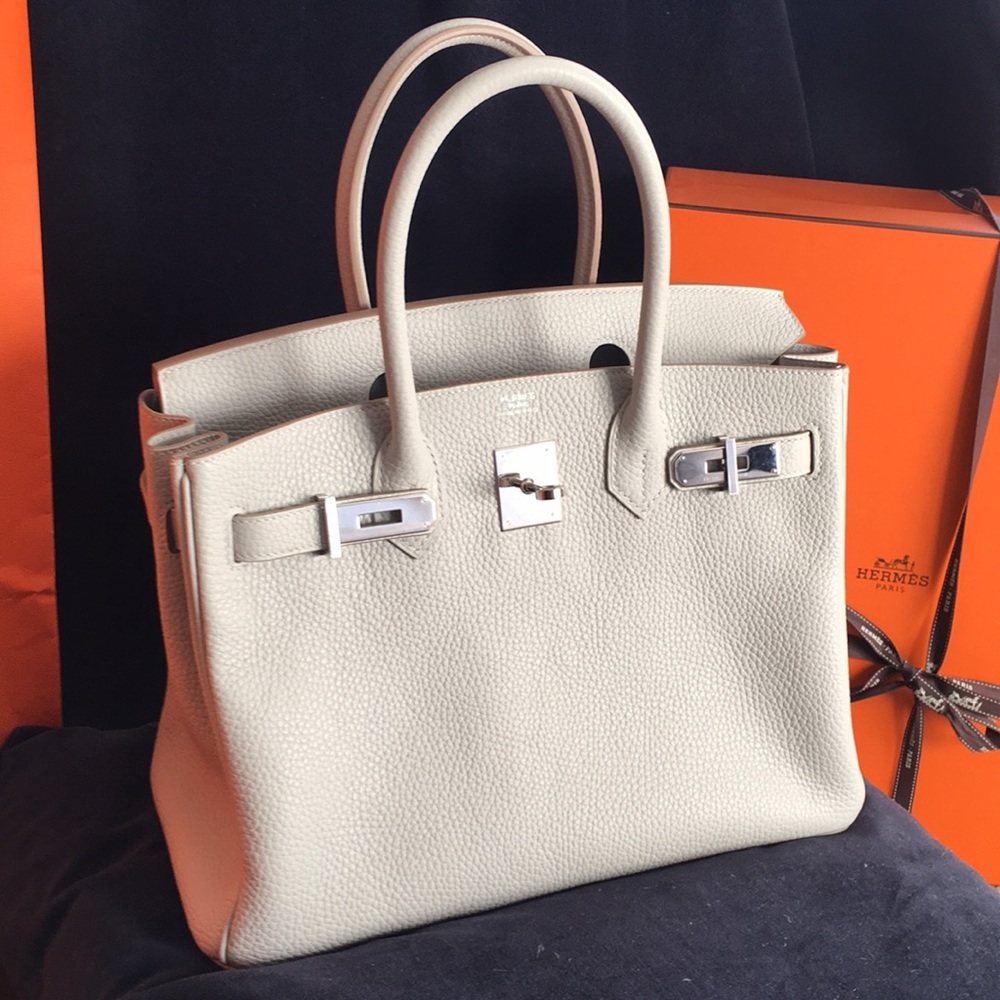 Hermes 30 birkin light gray